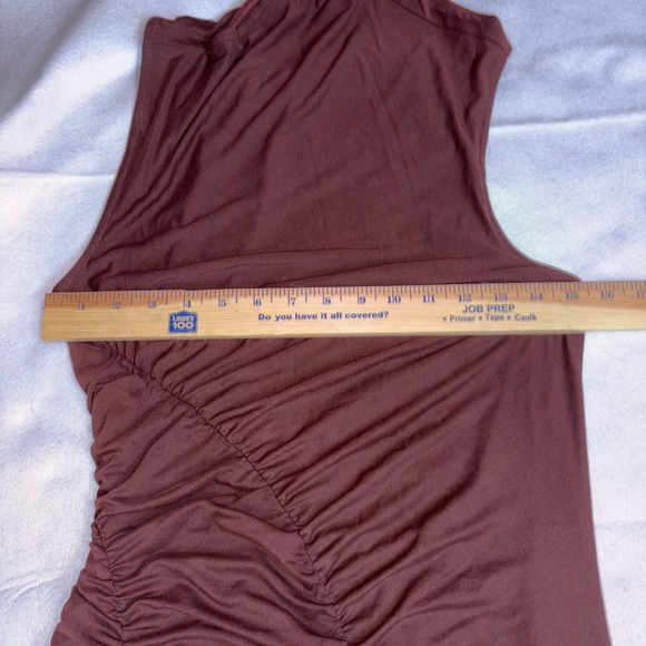 Anthropologie Ruched Mock Neck‎ Knit Dress Cocoa Plum Fitted Sleeveless Bodycon - Picture 10 of 11